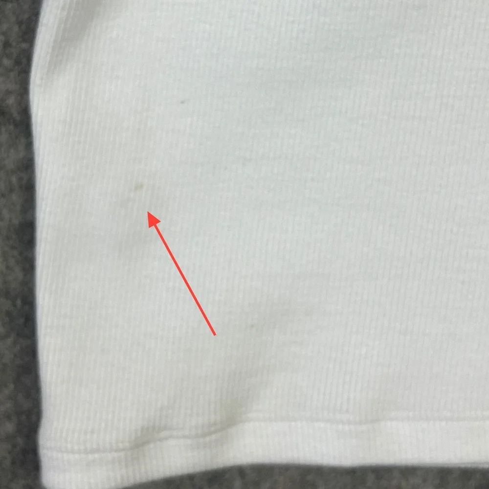 Zara Top Statement Ribbed Knit V‎ Neck White Puff Seersucker Sleeve Turkey L